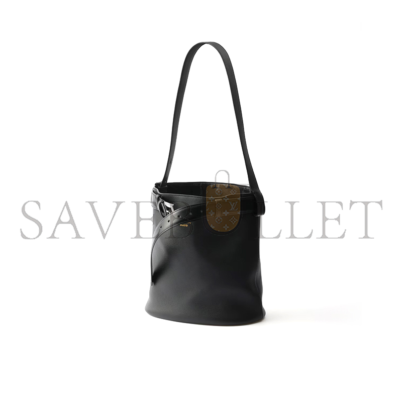 Pra*a buckle leather bucket bag with belt 1be085 (29*26.5*18cm)